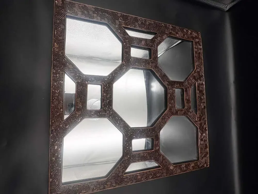 Pier 1 Imports Square Wall Mirror with Bronze Beaded Lattice Frame